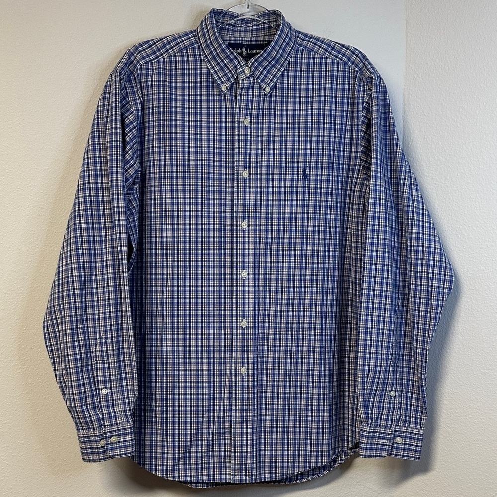 Ralph Lauren Men’s Cotton Button Down Shirt Long Sleeve Pony Logo Size 16.5/L